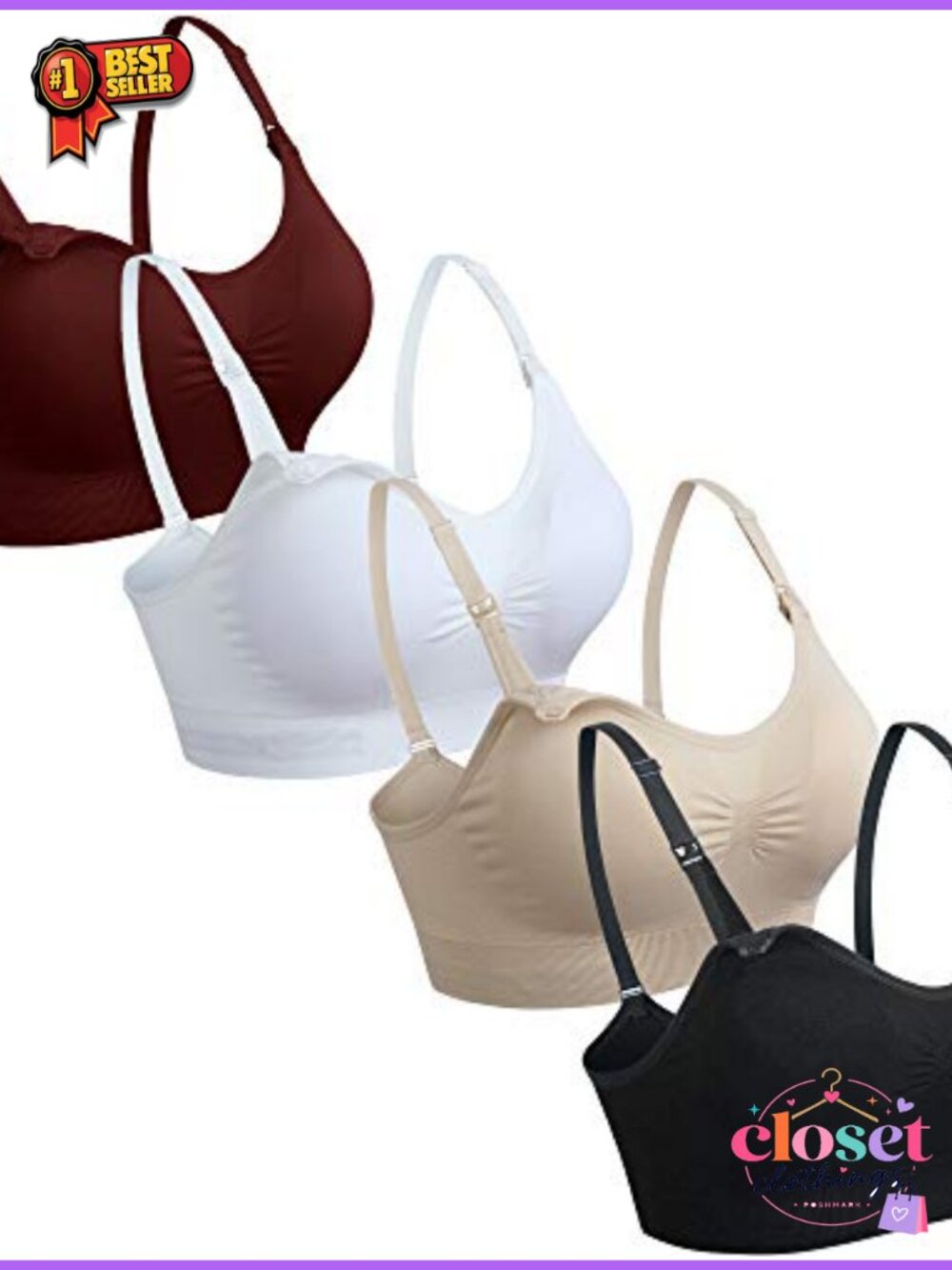 4Pack Nursing Bras for Breastfeeding Maternity Seamless Sleep Bralette